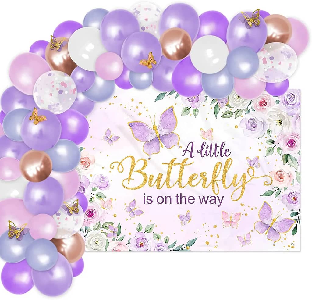 baby shower banner that says a little butterfly is on the way