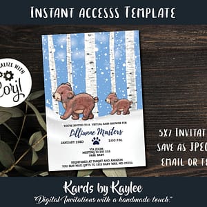 Bear virtual baby shower invitations