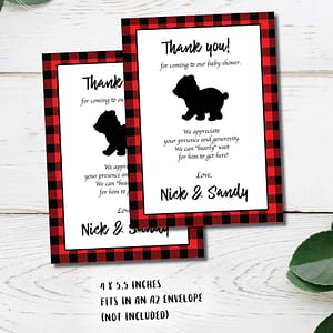buffalo plaid thank you note with a bear