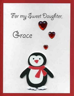 Perfect Penguin card for a niece, granddaughter, or daughter on valentines day