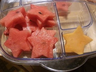 starfish shapes cut from watermelon for a under the sea bubble guppies birthday party