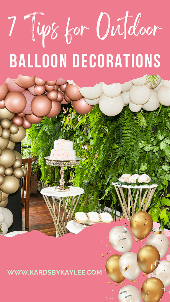 pink and taupe balloon decorations for an outdoor baby shower