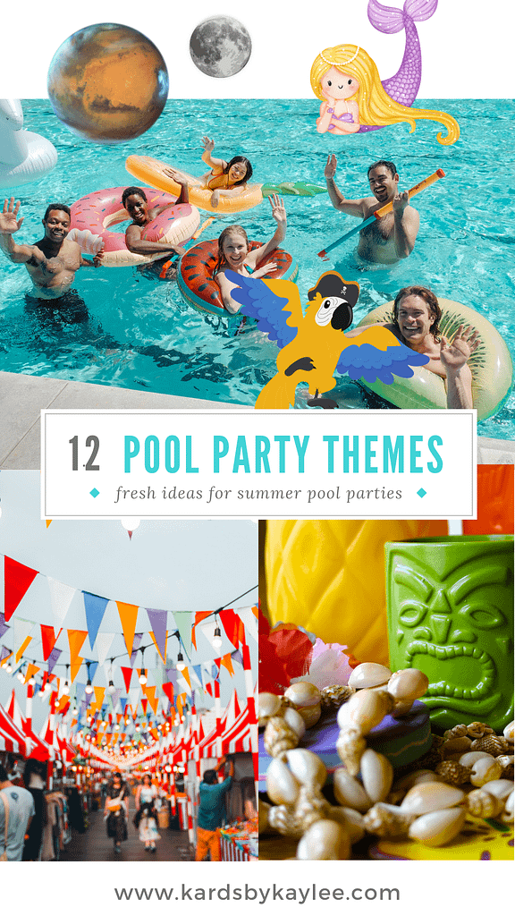people having fun at a themed pool party