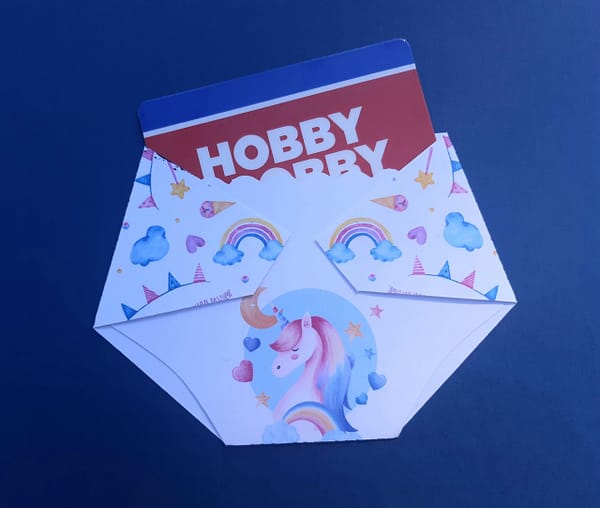 Gift Card Holder Baby Shower game prize with unicorn