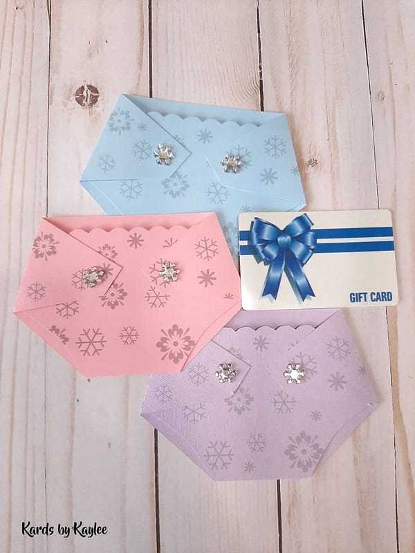 snowflake gift card holder winter baby shower game prize