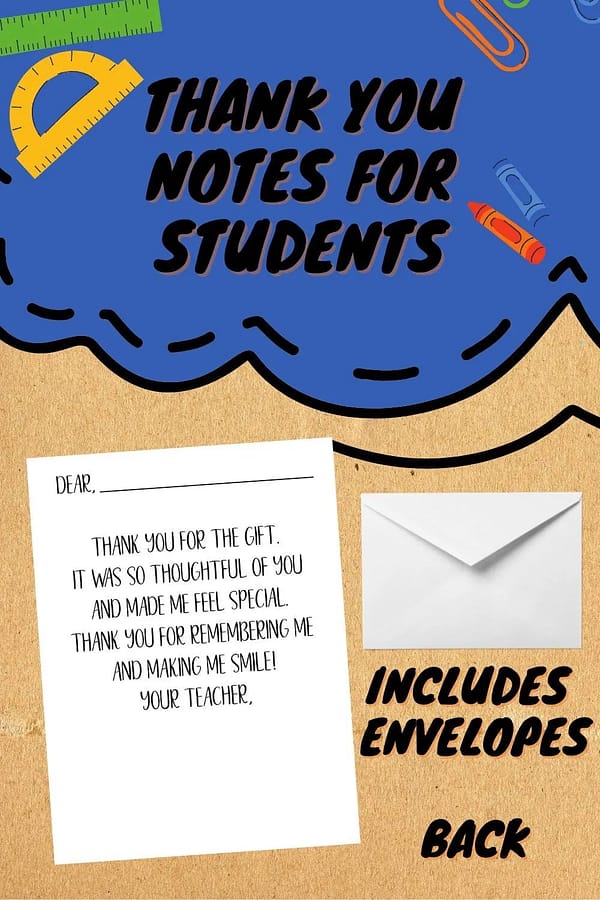 thank you note message written to student for gifts received