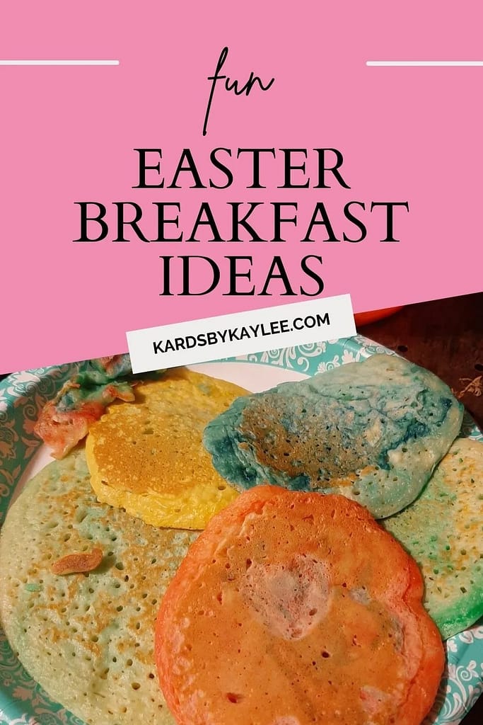 bright easter colored pancakes on a plate