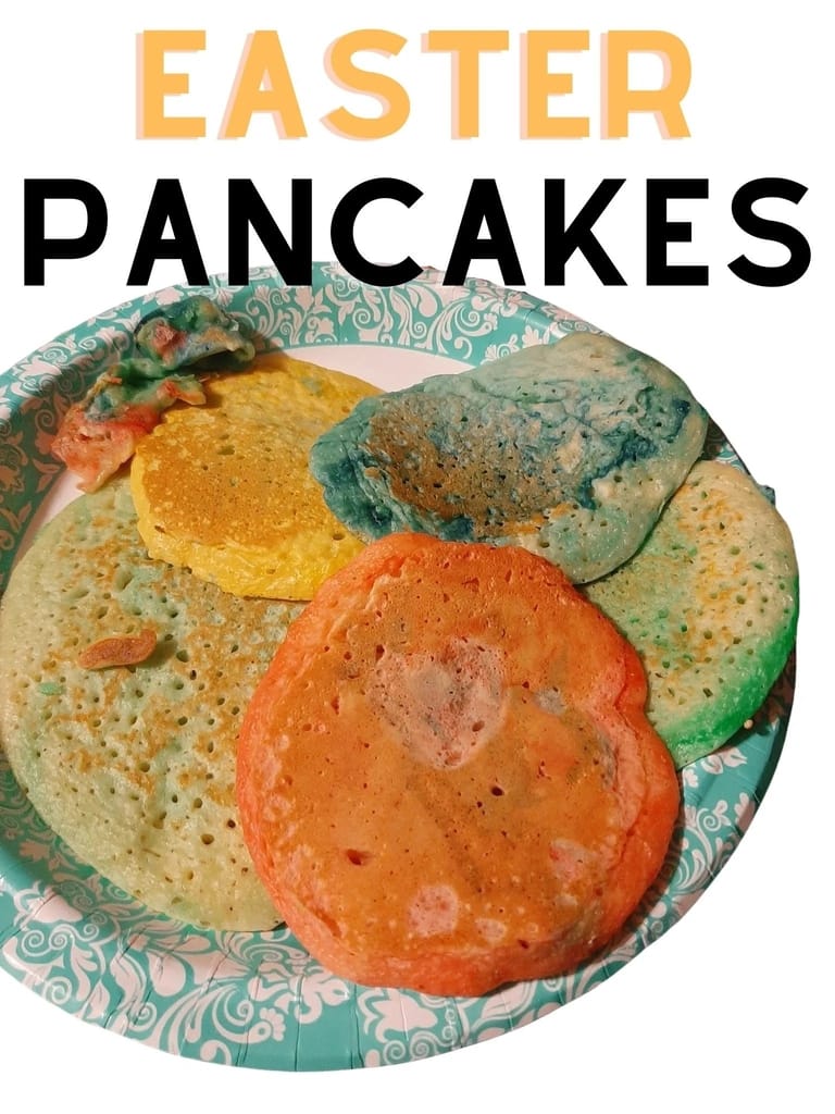 a plate full of colored pancakes