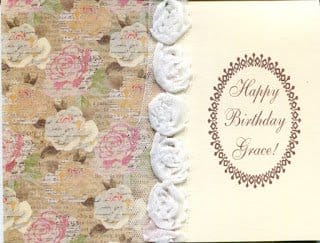 a beautiful birthday card covered in vintage roses. perfect for anyone who loves gardening or flowers